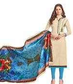 Cream embroidered chanderi salwar