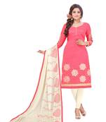 Light-pink embroidered cotton salwar