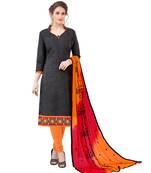 Charcoal embroidered cotton salwar