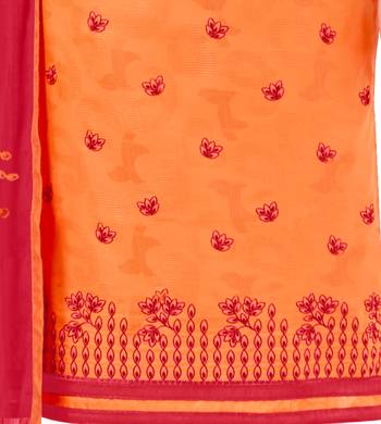 Orange embroidered cotton salwar with dupatta 3