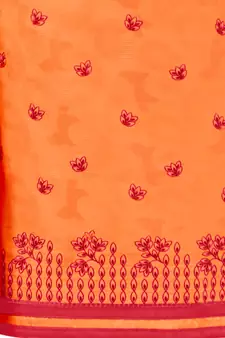 Orange embroidered cotton salwar with dupatta