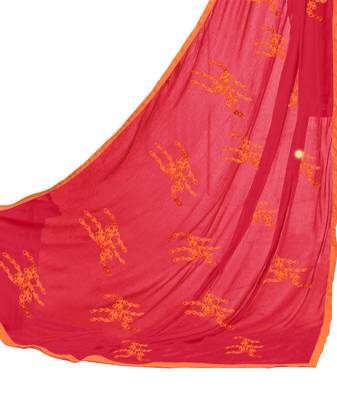 Orange embroidered cotton salwar with dupatta 4