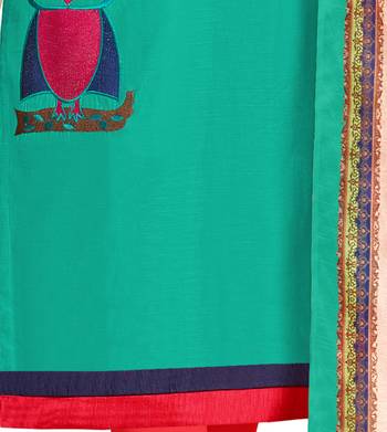 Turquoise embroidered chanderi salwar with dupatta 3
