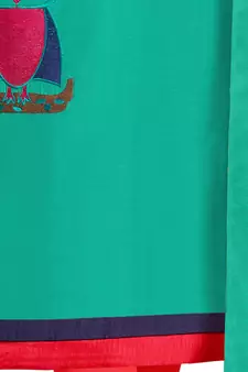 Turquoise embroidered chanderi salwar with dupatta