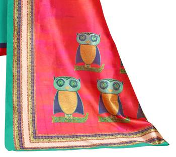 Turquoise embroidered chanderi salwar with dupatta 4