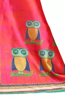 Turquoise embroidered chanderi salwar with dupatta