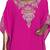 Fuchsia Pink Embroidered Georgette Islamic Style Arabian Gown Festive Party Wear Round Neck Kaftan