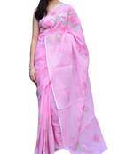 Giftpiper Shadow Work Saree In Kota Cotton  Pink