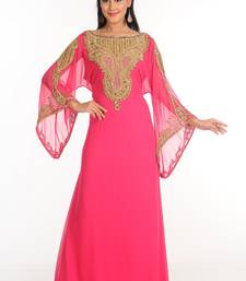 Purple Zari Work Stones & Beads Embellish Georgette  Islamic Style Arabian Maxi Partywear Kaftan