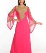 Purple Zari Work Stones & Beads Embellish Georgette  Islamic Style Arabian Maxi Partywear Kaftan