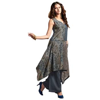 Grey floral print chanderi salwar 1