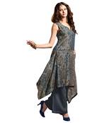 Grey floral print chanderi salwar