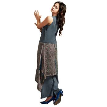 Grey floral print chanderi salwar 2