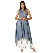 Grey resham embroidery cotton salwar