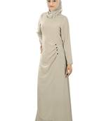 MyBatua Cream Polyester Islamic Wear Arabian Dailywear Muslim Long Abaya With Hijab