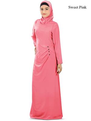 MyBatua Peach Polyester Islamic Wear Arabian Dailywear Muslim Long Abaya With Hijab 1