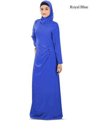 MyBatua Blue Polyester Islamic Wear Arabian Dailywear Muslim Long Abaya With Hijab 1