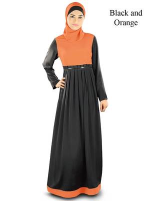 MyBatua Black Crepe Islamic Wear Arabian Dailywear Muslim Long Abaya With Hijab 1