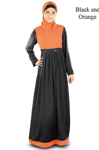 MyBatua Black Crepe Islamic Wear Arabian Dailywear Muslim Long Abaya With Hijab