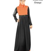 MyBatua Black Crepe Islamic Wear Arabian Dailywear Muslim Long Abaya With Hijab