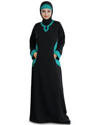 MyBatua Black Polyester Islamic Wear Arabian Dailywear Muslim Long Abaya With Hijab 1