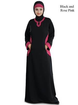 MyBatua Black Polyester Islamic Wear Arabian Dailywear Muslim Long Abaya With Hijab 1