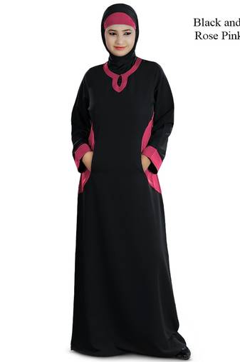 MyBatua Black Polyester Islamic Wear Arabian Dailywear Muslim Long Abaya With Hijab