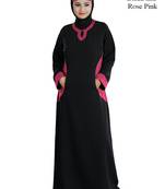 MyBatua Black Polyester Islamic Wear Arabian Dailywear Muslim Long Abaya With Hijab