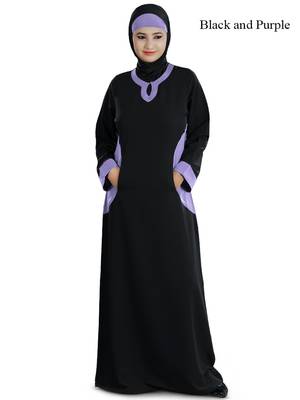 MyBatua Black Polyester Islamic Wear Arabian Dailywear Muslim Long Abaya With Hijab 1