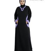 MyBatua Black Polyester Islamic Wear Arabian Dailywear Muslim Long Abaya With Hijab