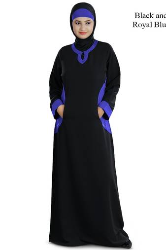 MyBatua Black Polyester Islamic Wear Arabian Dailywear Muslim Long Abaya With Hijab