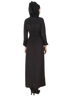 MyBatua Black Polyester Islamic Wear Arabian Dailywear Muslim Long Abaya With Hijab 2