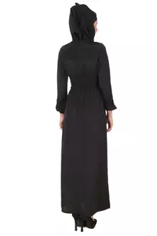 MyBatua Black Polyester Islamic Wear Arabian Dailywear Muslim Long Abaya With Hijab