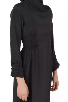 MyBatua Black Polyester Islamic Wear Arabian Dailywear Muslim Long Abaya With Hijab