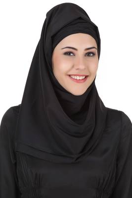 MyBatua Black Polyester Islamic Wear Arabian Dailywear Muslim Long Abaya With Hijab 4