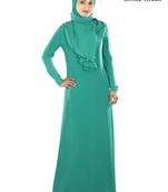 MyBatua Teal Crepe Islamic Wear Arabian Dailywear Muslim Long Abaya With Hijab