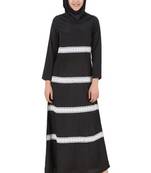 MyBatua Black Poly Crepe Islamic Wear Arabian Dailywear Muslim Long Abaya With Hijab