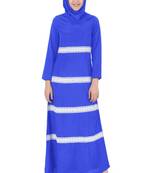 MyBatua Blue Poly Crepe Islamic Wear Arabian Dailywear Muslim Long Abaya With Hijab