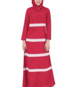 MyBatua Red Poly Crepe Islamic Wear Arabian Dailywear Muslim Long Abaya With Hijab