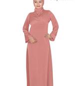 MyBatua Peach Polyester Islamic Wear Arabian Dailywear Muslim Long Abaya With Hijab