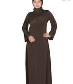 MyBatua Brown Polyester Islamic Wear Arabian Dailywear Muslim Long Abaya With Hijab