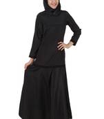 MyBatua Black Polyester Islamic Wear Arabian Dailywear Muslim Long Abaya With Hijab