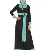 MyBatua Black Poly Crepe Islamic Wear Arabian Dailywear Muslim Long Abaya With Hijab