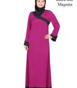 MyBatua Magenta Polyester Islamic Wear Arabian Dailywear Muslim Long Abaya With Hijab