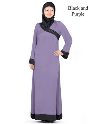 MyBatua Purple Polyester Islamic Wear Arabian Dailywear Muslim Long Abaya With Hijab 1