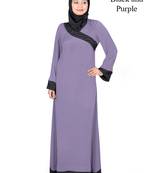 MyBatua Purple Polyester Islamic Wear Arabian Dailywear Muslim Long Abaya With Hijab