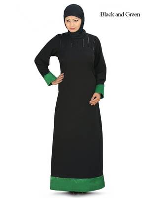 MyBatua Black Polyester Islamic Wear Arabian Dailywear Muslim Long Abaya With Hijab 1