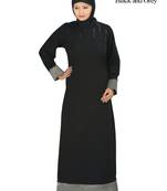 MyBatua Black Polyester Islamic Wear Arabian Dailywear Muslim Long Abaya With Hijab