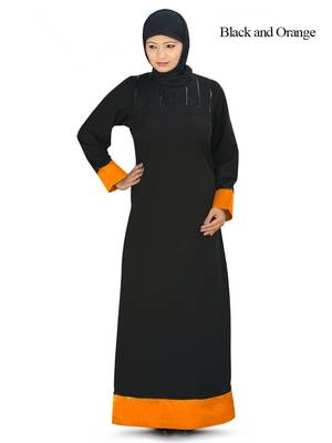 MyBatua Black Polyester Islamic Wear Arabian Dailywear Muslim Long Abaya With Hijab 1