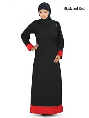 MyBatua Black Polyester Islamic Wear Arabian Dailywear Muslim Long Abaya With Hijab 1